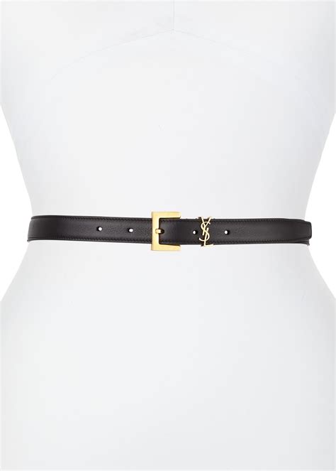 saint laurent golden ysl monogram leather belt|ysl monogram leather belt.